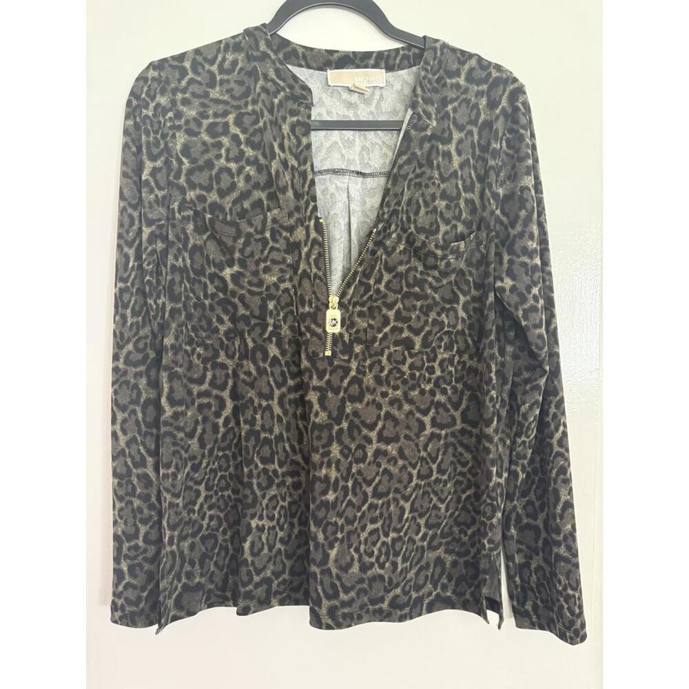 Michael Kors Top For Women Long Sleeve Leopard Print